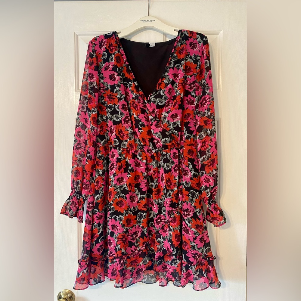 Divided H&M Size Large Floral Print Long Sleeve Dress